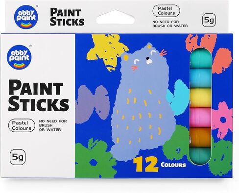 12 Pastel Colors Tempera Paint Sticks - Washable & Quick-Drying Art Supplies for Kids, Non-Toxic Mess-Free Crafting on Paper, Wood & Glass in Saudi Arabia