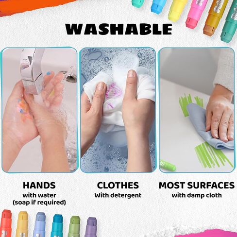 12 Pastel Colors Tempera Paint Sticks - Washable & Quick-Drying Art Supplies for Kids, Non-Toxic Mess-Free Crafting on Paper, Wood & Glass in Saudi Arabia