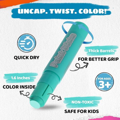 12 Pastel Colors Tempera Paint Sticks - Washable & Quick-Drying Art Supplies for Kids, Non-Toxic Mess-Free Crafting on Paper, Wood & Glass in Saudi Arabia