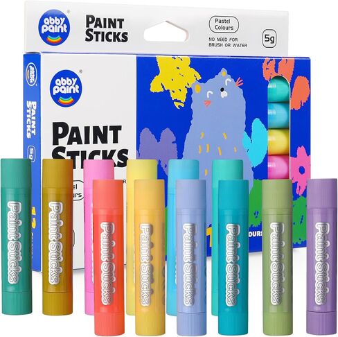 12 Pastel Colors Tempera Paint Sticks - Washable & Quick-Drying Art Supplies for Kids, Non-Toxic Mess-Free Crafting on Paper, Wood & Glass in Saudi Arabia