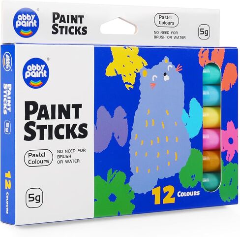 12 Pastel Colors Tempera Paint Sticks - Washable & Quick-Drying Art Supplies for Kids, Non-Toxic Mess-Free Crafting on Paper, Wood & Glass in Saudi Arabia