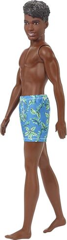 Barbie Ken Beach Doll, Black Hair, Blue Tropical Swim Trunks in Kuwait