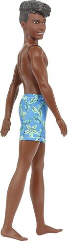 Barbie Ken Beach Doll, Black Hair, Blue Tropical Swim Trunks in Kuwait