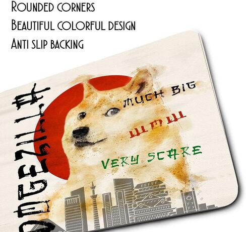Dogezilla Doge Dogecoin Dogeday 420 Shinu Inu Japanese Sun Meme Rubber Backed Square Mouse Pads for Gaming Computer Laptops Notebooks Desks in Kuwait