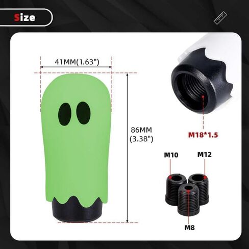 Glow Ghost Shift Knob - Universal Gear Knob w/ 3 Adapters (M8x1.25/M10x1.5/M12x1.25) & Night Glow Design in Kuwait
