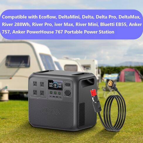 كابل شحن ولاعة سجائر للسيارة 12 فولت XT60 لـ Anker 757 767، سلسلة نهر دلتا Ecoflow، شاحن محطات توليد الطاقة الشمسية Bluetti EB55 in Kuwait