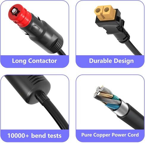 كابل شحن ولاعة سجائر للسيارة 12 فولت XT60 لـ Anker 757 767، سلسلة نهر دلتا Ecoflow، شاحن محطات توليد الطاقة الشمسية Bluetti EB55 in Kuwait