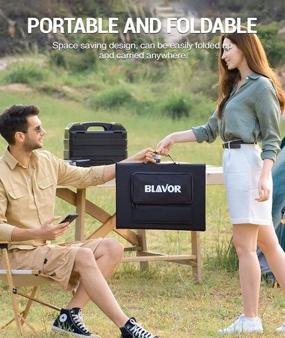لوحة شمسية محمولة BLAVOR 120 وات PD45W QC3.0 شاحن شمسي سريع DC18V 6.67A USB A&C مخرج متوافق مع محطات الطاقة، ومولدات الطاقة الشمسية، والهواتف، والأجهزة اللوحية، للتخييم RV، ورحلات الطرق خارج الشبكة in Kuwait