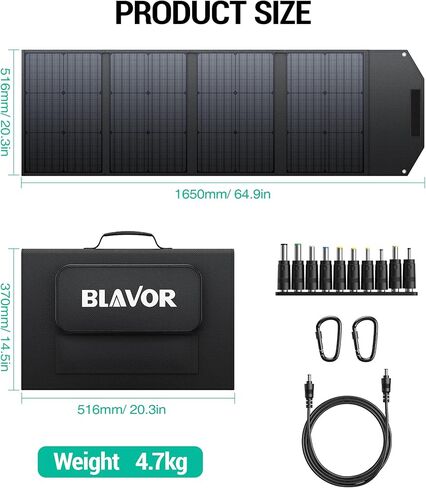 لوحة شمسية محمولة BLAVOR 120 وات PD45W QC3.0 شاحن شمسي سريع DC18V 6.67A USB A&C مخرج متوافق مع محطات الطاقة، ومولدات الطاقة الشمسية، والهواتف، والأجهزة اللوحية، للتخييم RV، ورحلات الطرق خارج الشبكة in Kuwait