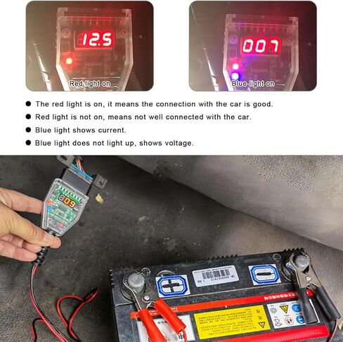 موصل حماية موفر ذاكرة السيارة obd2، كابل إمداد الطاقة في حالات الطوارئ 12 فولت لوحدة التحكم الإلكترونية في السيارة مع مشبكين من التمساح، واقي إيقاف تشغيل بطارية السيارة بشاشة رقمية obd ii in Kuwait
