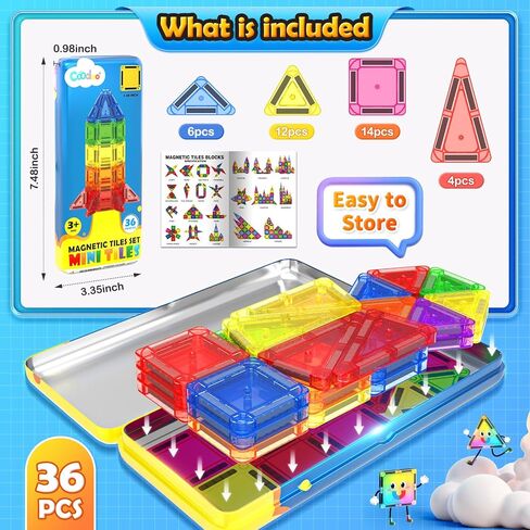 Magnetic Tiles City Road with Cars Kids Toys for Ages 5-7 3-5 4-8, STEM Magnetic Blocks Building Toddler Toys, Creative Gifts Sensory Toys for 3+ Year Old Boys and Girls in Saudi Arabia
