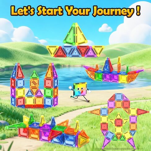 Magnetic Tiles City Road with Cars Kids Toys for Ages 5-7 3-5 4-8, STEM Magnetic Blocks Building Toddler Toys, Creative Gifts Sensory Toys for 3+ Year Old Boys and Girls in Saudi Arabia