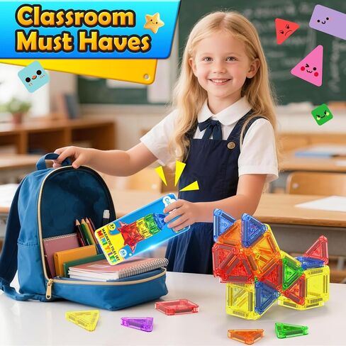 Magnetic Tiles City Road with Cars Kids Toys for Ages 5-7 3-5 4-8, STEM Magnetic Blocks Building Toddler Toys, Creative Gifts Sensory Toys for 3+ Year Old Boys and Girls in Saudi Arabia