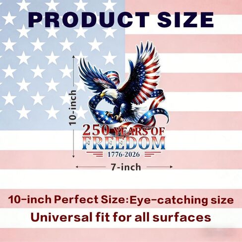 250th Anniversary USA Eagle Car Decal - 1776-2026 American Flag Patriotic Vinyl Sticker for Car Truck SUV Bumper Window - Waterproof for 250th Anniversary, Fourth of July, Veterans Day in Saudi Arabia