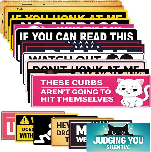 18Pcs Funny Bumper Stickers for Cars, Waterproof UV Resistant Vinyl Decals, Colorful Meme Quote Stickers for Trucks, Don't Tailgate ME-IF You CAN Read This-You Dropped This-Cowboy Bumper Sticker in Kuwait