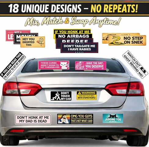 18Pcs Funny Bumper Stickers for Cars, Waterproof UV Resistant Vinyl Decals, Colorful Meme Quote Stickers for Trucks, Don't Tailgate ME-IF You CAN Read This-You Dropped This-Cowboy Bumper Sticker in Kuwait
