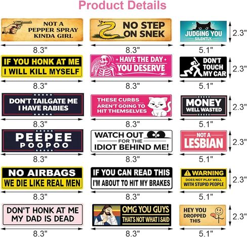 18Pcs Funny Bumper Stickers for Cars, Waterproof UV Resistant Vinyl Decals, Colorful Meme Quote Stickers for Trucks, Don't Tailgate ME-IF You CAN Read This-You Dropped This-Cowboy Bumper Sticker in Kuwait