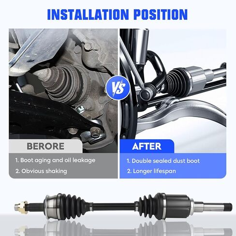 Front Left&Right CV Axle Shaft Assembly Fit for Chevrolet Sonic L4 1.4L 2012 2013 2014 2015 2016 2017 2018 2019 2020 (Only for Automatic Transmission), Replace for 66-1615 66-1608, 2pcs CV Joint Shaft in Kuwait