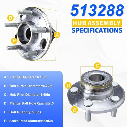 2 x 513288 Front or Rear Wheel Bearing Hub Assembly with 5 Lug Compatible with Buick Allure 2010, Fit for Cadillac XTS 2013-2017, Fit for Chevrolet Equinox 2010-2017 in Kuwait
