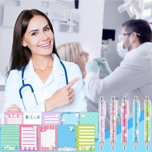 60Pcs Dental Assistant Gifts Dental Pens and Notepad Set Dental Assistants Accessories Tooth Sticky Notes Teeth Ballpoint Pens Dental Hygienist Gifts for Coworker Doctor Nurse in Saudi Arabia