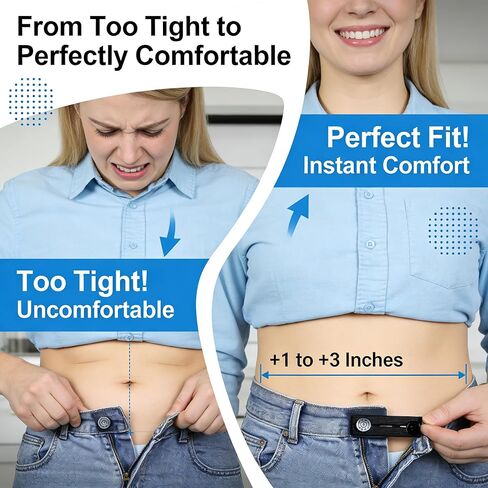 Black Elastic Pants Waist Extender Adjustable Jeans Button No Sew Trouser Expander for Men Maternity Instant Extension (Pack of 10) in Kuwait