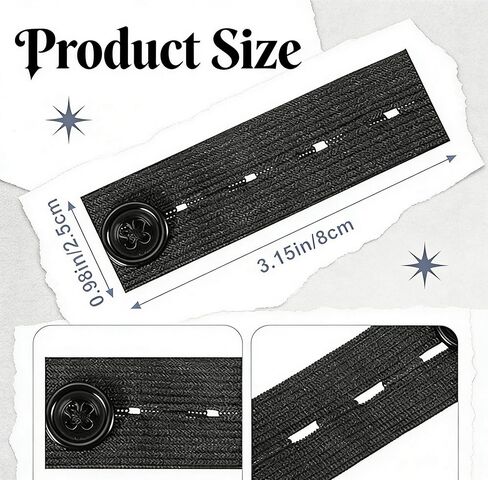 Black Elastic Pants Waist Extender Adjustable Jeans Button No Sew Trouser Expander for Men Maternity Instant Extension (Pack of 10) in Kuwait