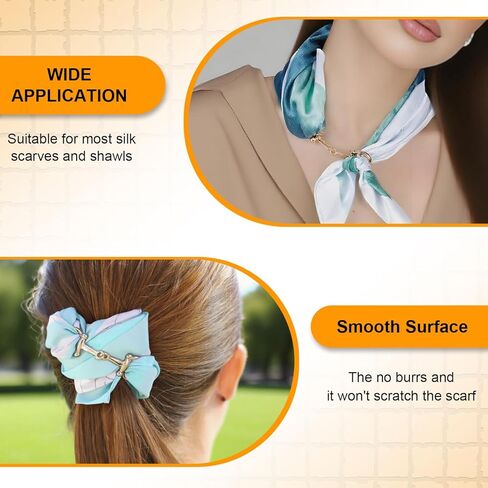 CooBigo 2pcs Scarf Ring Buckles, Metal Horsebit Silk Scarf Buckle, Scarves Rings and Slides for Women Scarves Clips, Shawls Clasp, Clothing Fashion Accessories (Gold) in Kuwait