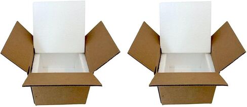Insulated Shipping Box (7x7x6) inches with Styrofoam Insert 2 Pack Bundle for Temperature-Controlled Mailing and Shipping in Saudi Arabia