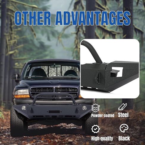 KUAFU Off-Road Steel Front Bumper Compatible with 1997-2004 Dodge Dakota 1998-2003 Dodge Durango w/Bull Bar (2 Packages Shipment) in Kuwait