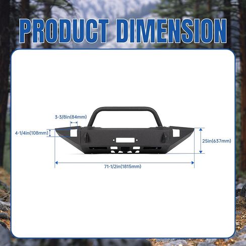 KUAFU Off-Road Steel Front Bumper Compatible with 1997-2004 Dodge Dakota 1998-2003 Dodge Durango w/Bull Bar (2 Packages Shipment) in Kuwait
