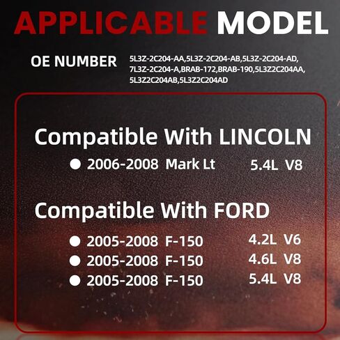 مستشعر سرعة عجلة ABS 2 حزمة، متوافق مع 2005-2008 F-150 و2006-2008 Mark LT، يستبدل OE 5L3Z-2C204-AA BRAB-172 7L3Z-2C204-A، يناسب محركات 4.2L 4.6L 5.4L، ملاءمة مباشرة in Kuwait