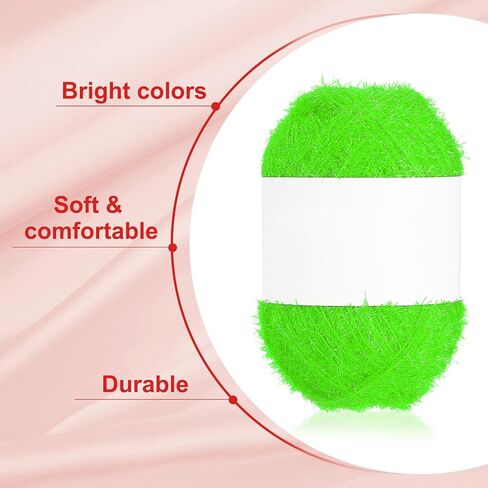 PATIKIL 218 Yard Scrubbie Yarn, Sparkle Yarn Polyester Scrubbie Sparkle Glass for Dishcloths Crocheting Knitting DIY Crafts Blanket Rug Sweater Scarf Hat, Apple Green in Kuwait