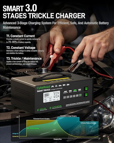 Smart Battery Charger 12V 24V 36V 48V 60V 72V for LiFePO4, Lithium & Lead Acid Batteries, Fully Automatic Multi-Voltage Charger with Pulse Repair & Desulfation for Car, RV, Golf Cart in Saudi Arabia
