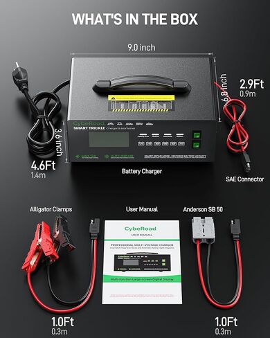 Smart Battery Charger 12V 24V 36V 48V 60V 72V for LiFePO4, Lithium & Lead Acid Batteries, Fully Automatic Multi-Voltage Charger with Pulse Repair & Desulfation for Car, RV, Golf Cart in Saudi Arabia