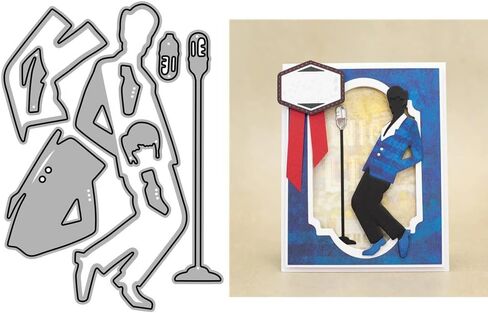 Splicing Character Microphone Metal Cutting Dies for Card Making, Paper Embossing Die Cuts Kit Templates Supplies, Photo Frame Album DIY Scrapbooking Stencils Sets in Kuwait