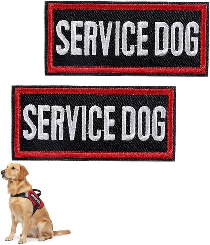 Service Dog Patches 2 PCS Removable Patches with Hook and Loop Red Border for Dog Harness Vest Collar in Training Service Dogs Emotional Support 3.62 × 1.65 inches in Saudi Arabia