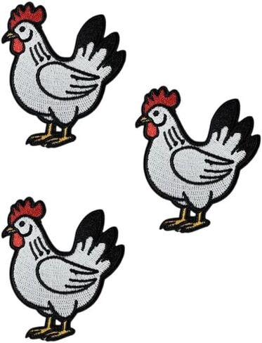 Chicken Iron On Patch – Farm Animal Applique for Jackets, Bags, Hats, Jeans and Crafts (3pcs) in Kuwait