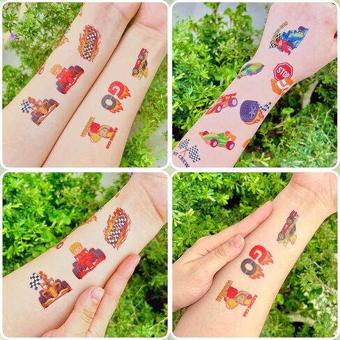 96PCS Racing Car Temporary Tattoos Stickers - Sport Racing Car Birthday Party Favors Themed Birthday Party Decorations Accessories Supplies Gift Idea For Kids Teens Adult Classroom Prizes Rewards in Kuwait