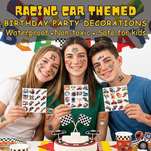 96PCS Racing Car Temporary Tattoos Stickers - Sport Racing Car Birthday Party Favors Themed Birthday Party Decorations Accessories Supplies Gift Idea For Kids Teens Adult Classroom Prizes Rewards in Kuwait