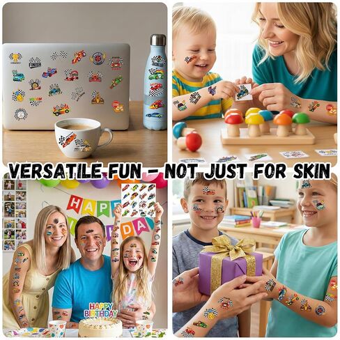 96PCS Racing Car Temporary Tattoos Stickers - Sport Racing Car Birthday Party Favors Themed Birthday Party Decorations Accessories Supplies Gift Idea For Kids Teens Adult Classroom Prizes Rewards in Kuwait
