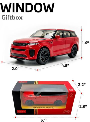 RASTAR 64690 1:43 Metal Diecast Toy Car for Officially Licensed Range Rover Sport SV with Free Wheel - Durable Model Car for Play & Display - Ideal Gift for Car Lovers Ages 3+ (Red) in Kuwait