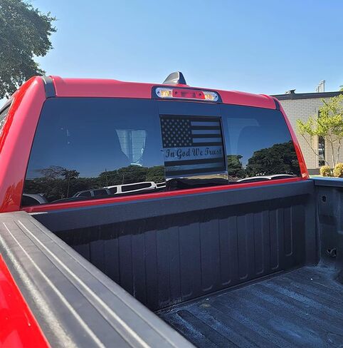 for Ford F150 2015-2026 Rear Middle Window American Flag 'in God We Trust' Decal, Matte Black USA Flag Vinyl Sticker, Patriotic Truck Accessories in Saudi Arabia