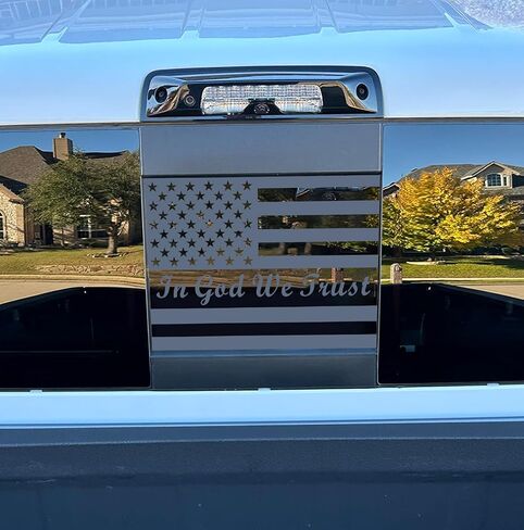 for Ford F150 2015-2026 Rear Middle Window American Flag 'in God We Trust' Decal, Matte Black USA Flag Vinyl Sticker, Patriotic Truck Accessories in Saudi Arabia