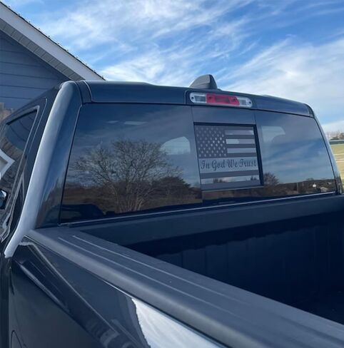 for Ford F150 2015-2026 Rear Middle Window American Flag 'in God We Trust' Decal, Matte Black USA Flag Vinyl Sticker, Patriotic Truck Accessories in Saudi Arabia