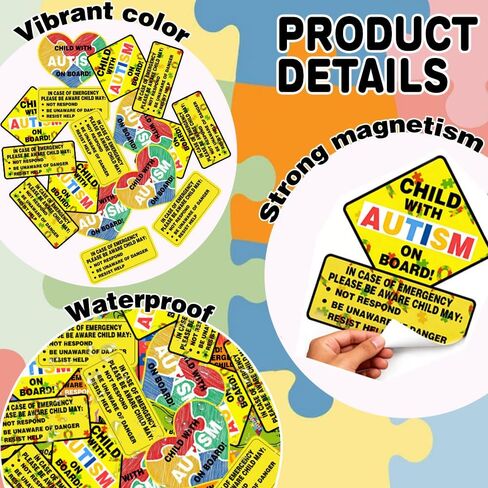 Child with Autism on Board Car Vinyl Stickers 4 Pack Reflective Autism Awareness Labels Decals for Window,Truck,SUV,Bumper 4.5 X 5.5 inch in Saudi Arabia