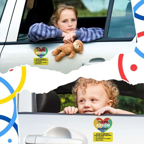 Child with Autism on Board Car Vinyl Stickers 4 Pack Reflective Autism Awareness Labels Decals for Window,Truck,SUV,Bumper 4.5 X 5.5 inch in Saudi Arabia