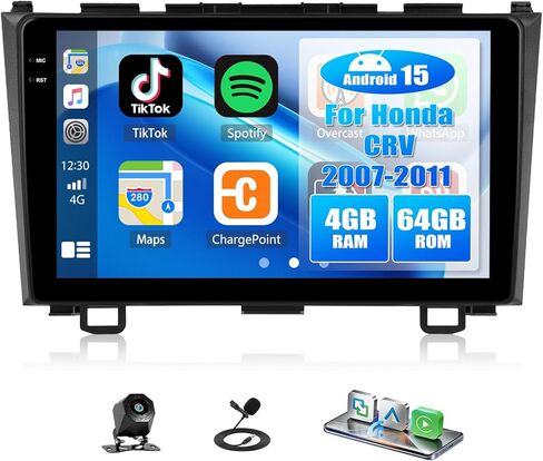 Car Stereo for Honda CRV 2007-2011 Car MP5 Player Wireless Apple Carplay Android Auto Mirror Link, 9" Touch Screen Car Radio with Bluetooth Backup Camera FM SWC Dual USB Input in Kuwait