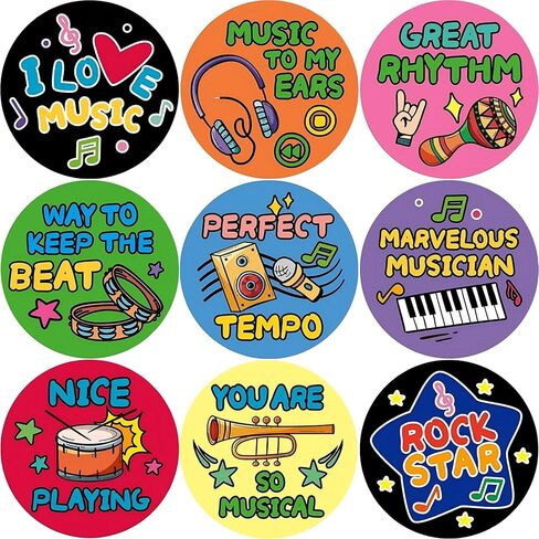 Music Stickers for Kids - 900 Pcs Instrument Themed Reward Sticker for Teachers, Motivational Music Stickers for Student Incentives & Classroom Supplies in Saudi Arabia
