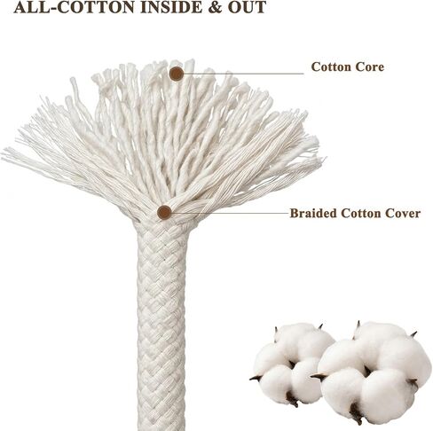 Braided Cotton Rope 3/8 Inch x 100 Ft Natural Cotton Rope for Coiled Basket, Clothesline, Swing Chair, DIY Crafts and Home Decor in Kuwait