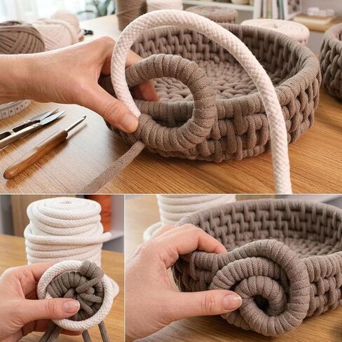 Braided Cotton Rope 3/8 Inch x 100 Ft Natural Cotton Rope for Coiled Basket, Clothesline, Swing Chair, DIY Crafts and Home Decor in Kuwait